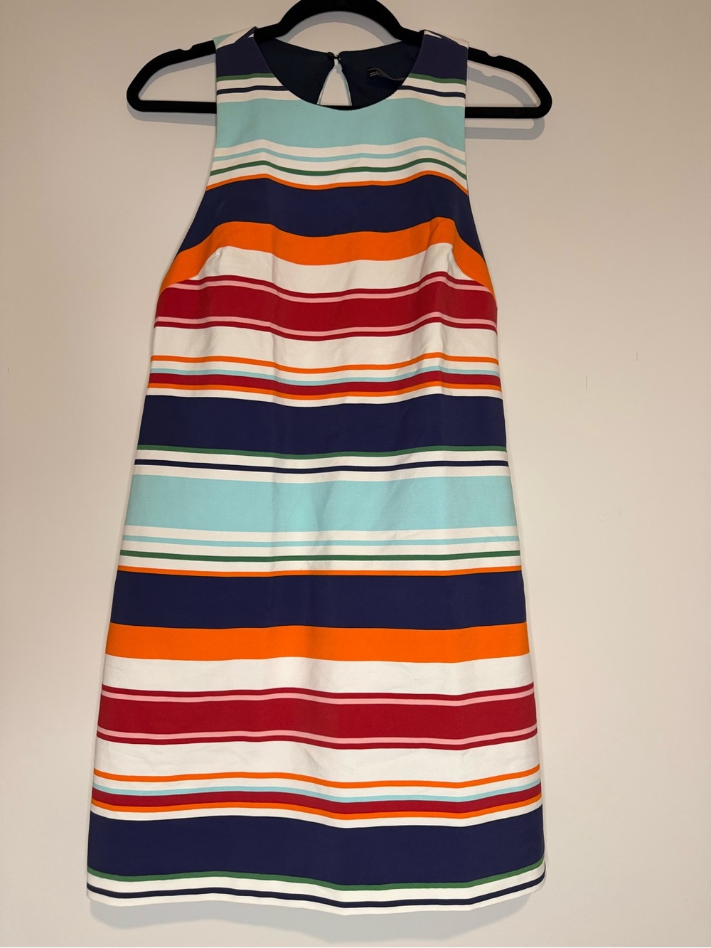 Zara Bold Bright Navy Multicolor Striped Sleeveless Dress